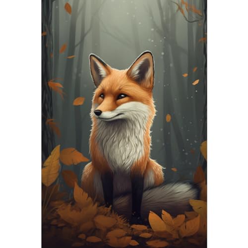 F4B Fuchs im Wald Diamond Painting 30x40cm | Quadratische Strasssteine | Tiere | Füchse | Diamond Painting Paket Erwachsene | Kinder | Volldeckend von F4B