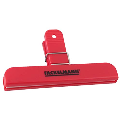 Fackelmann Tütenclip, große Verschlussklammer, Clip für Beutel und Tüten, schützt vor Aromaverlust, zum Verschließen und Frischhalten (Farbe: Rot), Menge: 1 Stück von FACKELMANN