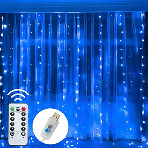 LED-Vorhanglichter, Fenstervorhang, Feenlicht, 300 LEDs, USB-betriebene LED-Lichterkette mit Fernbedienung für Innenbereich, Hochzeit, Party, Zuhause, Gartendekoration von FACULX