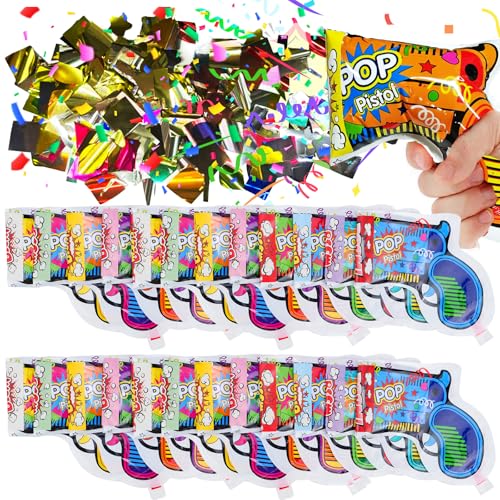 FAELNK 25 Stück Konfettikanone Party Confetti Kanone Konfettipistole Konfetti Kanone Party Popper Konfettipistolen Geeignet für Partys Karneval Geburtstage Hochzeiten Silvester Jubiläen von FAELNK