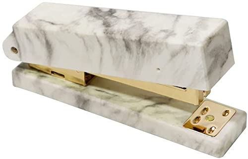 Schreibtisch-Hefter aus marmoriertem Metall, fürs Büro, handgehalten, leicht zu beladen, für den Schreibtisch, manuelle Hefter für Bürobedarf (Farbe: Roségold) (Gold) von FAEUJG