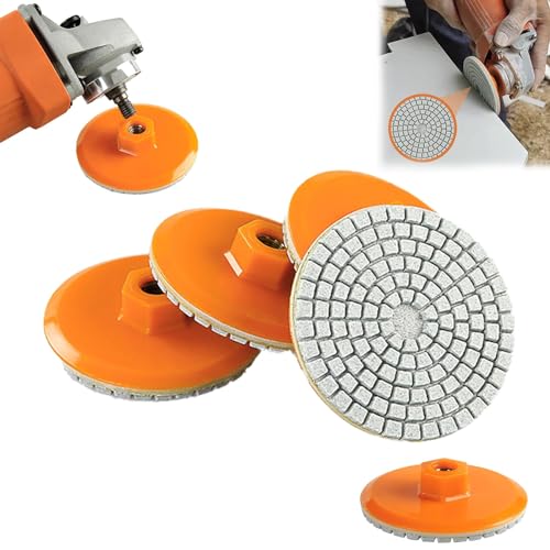 4 Pcs Integrated Stone Trimming and Polishing Disc, 3 Inch Diamond Polishing Pads, Wet Dry Polishing Pads Kit, for Granite Stone Concrete Marble Floor Grinder or Polisher von FAIRZ