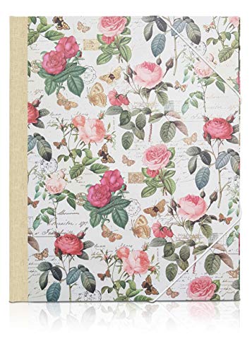 Eckspannmappe Vintage Roses Naturleinen, A4 von FAIRklemmt