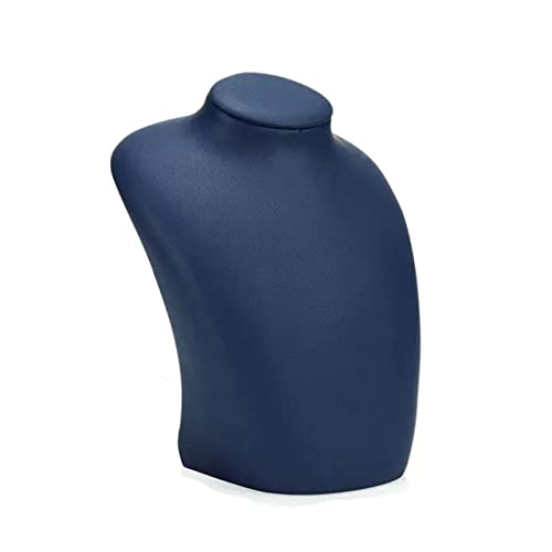 FAJNUZI2024 Schmuckständer Blaues Leder Halskette Büste Display 3D Schmuck Kette Organizer Mannequin Modell Display Ständer Halter Anhänger Kette Organizer for Frauen Schmuckhalter(Klein) von FAJNUZI2024