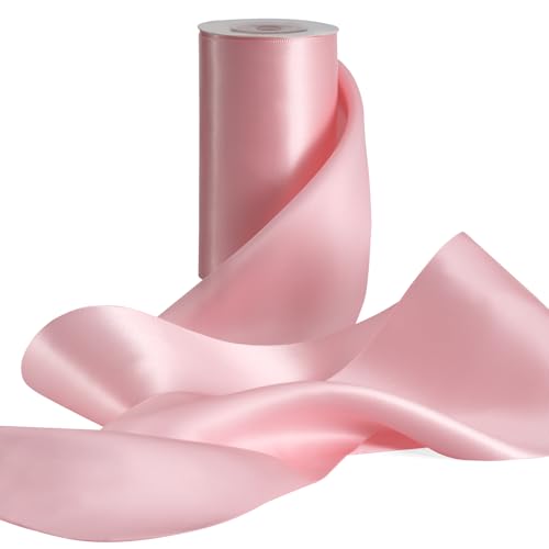 FAKILO Geschenkband 10 cm Breites Satinband Band Große Schleifenband für Hochzeit, Geschenkverpackung, Weihnachten, Stuhl-Schärpen, Scherpe, Grand Öffnung (Rosa, 10 cm x 9,1 m) von FAKILO