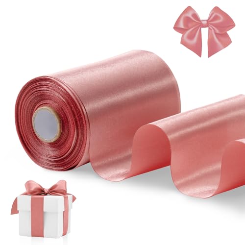 FAKILO Roségoldgrünes Satinband 10cm x 20 Meter Yards Breite Dickes Band für eine große Eröffnung Geschäft Bandschnitte Zeremonie Schleife Hochzeit von FAKILO