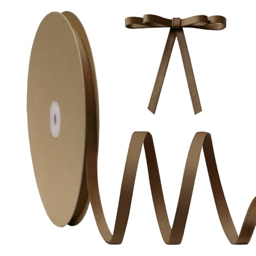 FAKILO Samtband Braun 1 cm x 27 m, Doppelseitiges, Braunes Velvetband dient als Christbaumband, Schmuckband für Kränze, Geschenkband, Kunsthandwerksband, Schleifenband und Wohnraumdekoband von FAKILO