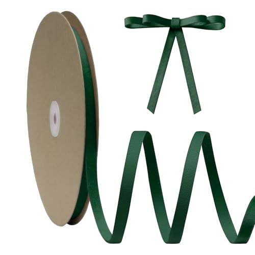 FAKILO Samtband Grün 1 cm x 27 m, Doppelseitiges, Grünes Velvetband dient als Christbaumband, Schmuckband für Kränze, Geschenkband, Kunsthandwerksband, Schleifenband und Wohnraumdekoband von FAKILO