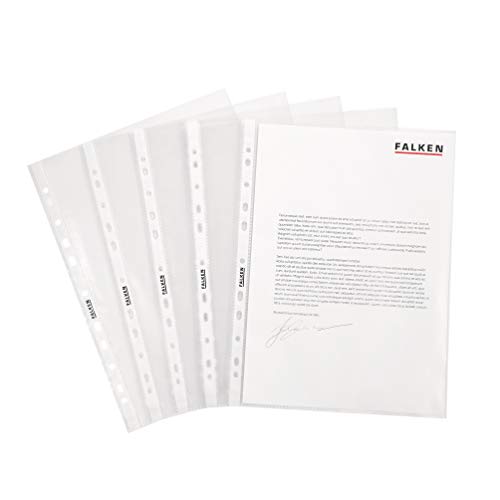 Original Falken 1000er Pack Standard PP-Kunststoff Prospekthüllen. Für DIN A4 transparent glasklar oben offen Klarsichtfolie Plastikhülle Klarsichthülle ideal für Ordner Ringbücher und Hefter von FALKEN