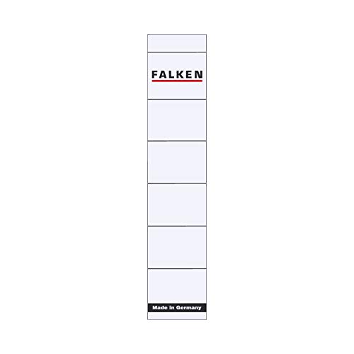 Original Falken 10er Pack Ordner-Rückenschild. Made in Germany. Etiketten 30 x 190 mm zum Einstecken für 5 cm schmale Ordner weiß von FALKEN