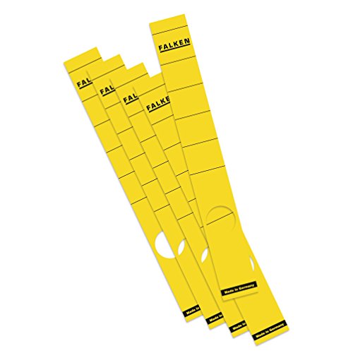 Original Falken 10er Pack Ordner-Rückenschild. Made in Germany. Etiketten 36 x 290 mm selbstklebend für 5 cm schmale Ordner gelb von FALKEN