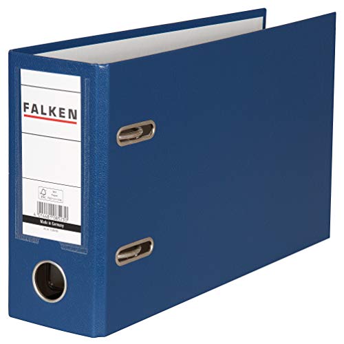 Original Falken 10er Pack PP-Color Kunststoff-Ordner Sonderformat. Made in Germany. 8 cm breit DIN A5 quer mit Wechselfenster blau Kontoauszug Ringordner Aktenordner Briefordner von FALKEN