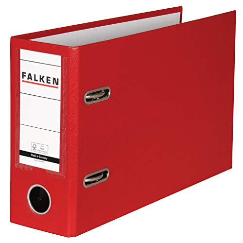 Original Falken 10er Pack PP-Color Kunststoff-Ordner Sonderformat. Made in Germany. 8 cm breit DIN A5 quer mit Wechselfenster rot Kontoauszug Ringordner Aktenordner Briefordner von FALKEN