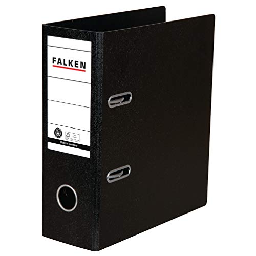 Original Falken 20er Pack Ordner Sonderformat Hartpappe. Made in Germany. 8 cm breit DIN A5 hoch schwarz Rezepte Ringordner Aktenordner Briefordner Büroordner Pappordner Schlitzordner Blauer Engel von FALKEN