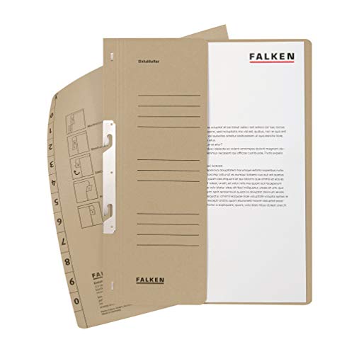 Original Falken 50er Pack Einhakhefter. Made in Germany. Aus Recycling-Karton mit halbem Vorderdeckel und kfm. Heftung für DIN A4 grau Hefter Sammelmappe Dokumentenmappe von FALKEN