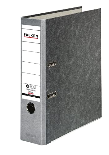 Original Falken Recycling-Ordner Wolkenmarmor. Made in Germany. 8 cm breit DIN A4 grauer Rücken Ringordner Aktenordner Briefordner Büroordner Pappordner CO2-Neutral Blauer Engel von FALKEN