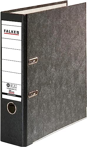 Original Falken Recycling-Ordner Wolkenmarmor. Made in Germany. 8 cm breit DIN A4 schwarzer Rücken Ringordner Aktenordner Briefordner Büroordner Pappordner CO2-Neutral Blauer Engel von FALKEN