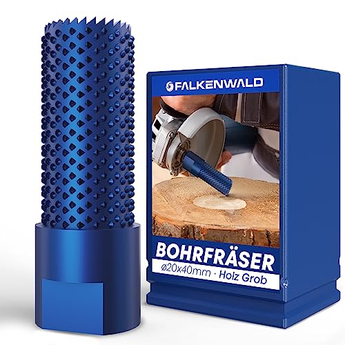 FALKENWALD® Zylinderfräser Grob 20mm - Winkelschleifer Zubehör für Holzbearbeitung - Frässcheibe für Winkelschleifer Holz - Fräsbohrer Holz Fräser - Zylindrische Raspel Holz von FALKENWALD