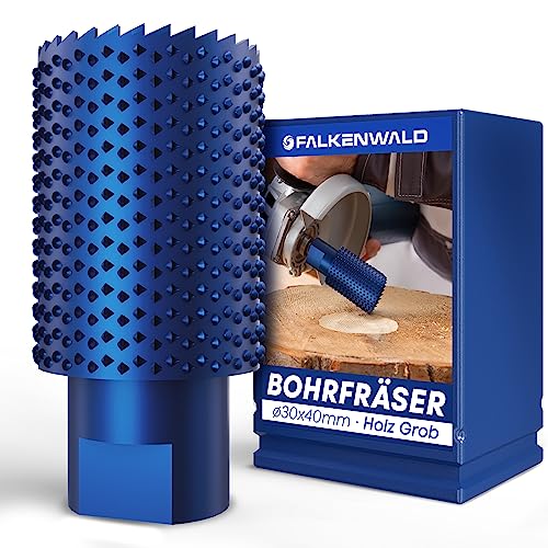 FALKENWALD® Zylinderfräser Grob 30mm - Winkelschleifer Zubehör für Holzbearbeitung - Frässcheibe für Winkelschleifer Holz - Fräsbohrer Holz Fräser - Zylindrische Raspel Holz Rasp von FALKENWALD