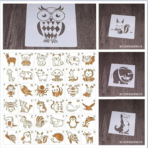 40 Stk Tier Schablonen Tiere Malschablonen Kinder, Wiederverwendbares DIY Schablonen Kinder, 7,5 * 7,5 cm Schablonen zum Malen, Stencil Schablonen für DIY Sammelalben, Fotoalbum von FAMCUCHE