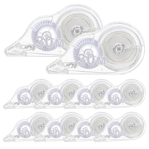 FAMCUCHE 10 Stück Korrekturroller, 30m x 5mm Korrekturbänder Tippex Maus, Mini Korrekturmaus mit Schutzkappe, Weiß Tippex Roller Correction Tape für Kinder Schüler Büro Zuhause Schulsachen von FAMCUCHE