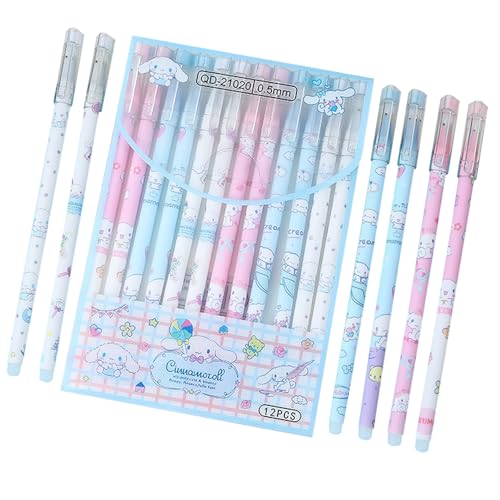 FAMILIO 12 Stück Cinnamon Gelschreiber Cinnamon Radierbaren Gelstiften Radierbarer Kugelschreiber Cartoon Löschbarer Stift Kawaii Gelstifte für Kinder Geburtstagsgeschenk Schulpreis Student Geschenk von FAMILIO