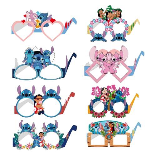 FAMILIO 16 Stück Stich Party Brille Papier Partybrille, Dekorations-Requisiten für Kinderpartys, LNeuheit Party ustige Partybrillen für Erwachsene, Jungen und Mädchen, Foto Requisiten Partybrillen von FAMILIO