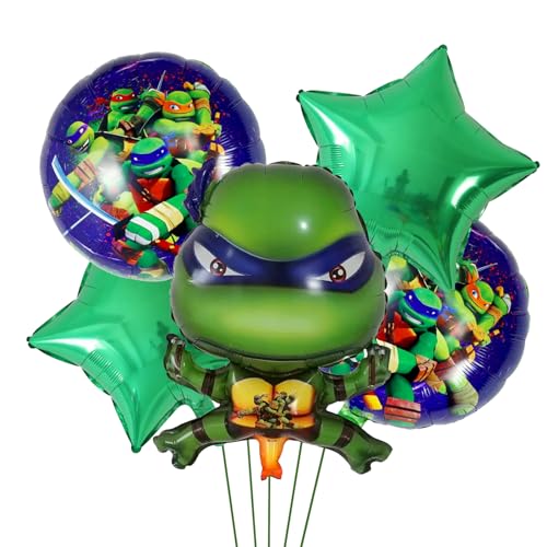 FAMILIO 5 Stück Schildkröte Aluminium Luftballons Aluminium Luftballons Balloon Kindergeburtstag Deko Grün Ballons Geburtstag Deko Folienballon für Junge Geburtstagdeko für Kindergeburtstagsfeier von FAMILIO