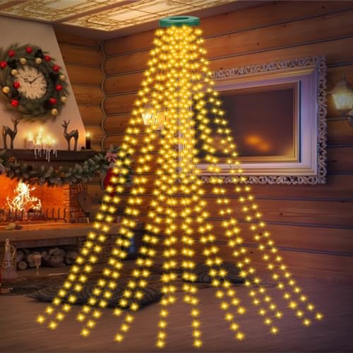 FAMKEEP Weihnachtsbaum Lichterkette 400 LED 2M Lichterkette mit 8 Leuchtmodi mit Ring 16 Stränge Lichterkette IP55 Wasserdicht für Innen Außen Weihnachtsdekorationen Baum von FAMKEEP