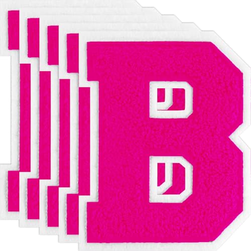 FANCIBAND 5 x 11,4 cm rosa Buchstaben zum Aufbügeln für Kleidung, Letterman, Jacke, Chenille, Buchstabenaufnäher, Jacke/Hoodie/Varsity B von FANCIBAND