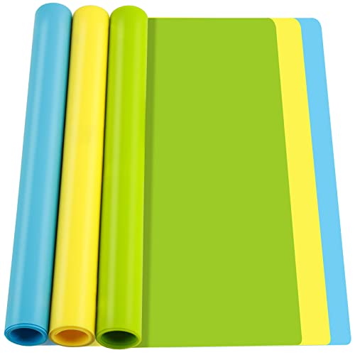 FANDAMEI 3 PCS Silikonmatte 30x40cm, Silikon Unterlage Matte Bastelmatte Silikonfolie Antihafte Rutschfeste Tischmatte Arbeitsmatte Thekenmatte, für Gießharz, Bastelarbeiten, DIY-Blau, Gelb, Grün von FANDAMEI