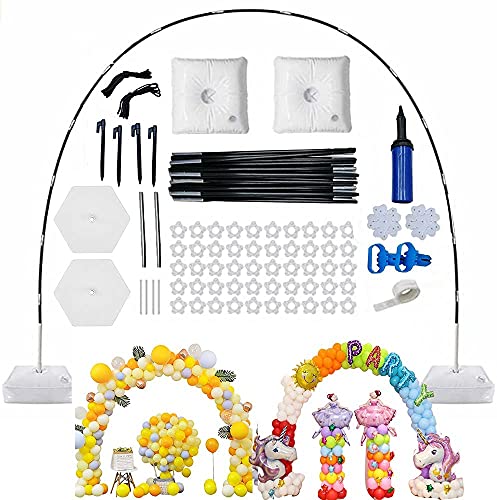 FANFX Ballonbogen-Set, verstellbarer Ballongirlande, Ständer mit wasserbefüllbarer Basis, Ballonclips, Ballonpumpe, Knotter (größte Größe 3 m breit und 2,75 m hoch) von FANFX