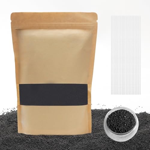 Kerzensand mit Docht Set, 500G Kerzenwachs Granulat mit 20PCS Dochte Wachsgranulat Selber Machen für Kerzen DIY Pearled Kerzen Sand für Kreative Bastelprojekte (Schwarz) von FANGCCC