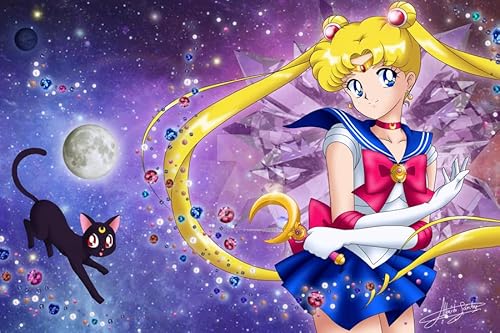 FANGMKJ DIY 5D Diamond Painting Kits for Adults Kids,Sailor Moon Diamant MalereiSet Embroidery Pattern Round Cross Stitch Kit Mosaic Home Decor-15.7x19.7inch von FANGMKJ