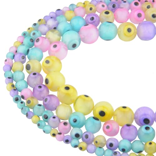 Türkisches Auge aus runden Glasperlen, 8 mm, handgefertigt, Lampwork-Perlen, Abstandshalter für Armbänder, Halsketten, DIY-Schmuckherstellung, 46 Stück von FANGQUN