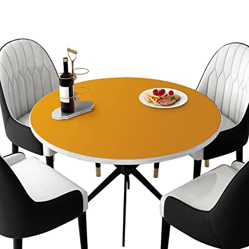 FANIVIN PU Tischdecke Tischmatte Schreibtisch Tischfolie Rund Haushalt Küche Bürobedarf Doppelseitig Tischschutz Matte Wasserdicht Rund Dunkel Blau+Orange 50cm von FANIVIN