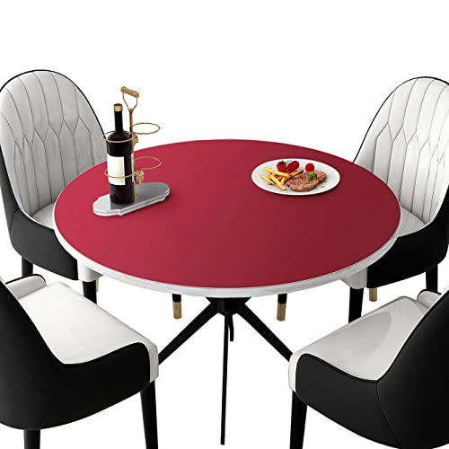 FANIVIN PU Tischdecke Tischmatte Schreibtisch Tischfolie Rund Haushalt Küche Bürobedarf Doppelseitig Tischschutz Matte Wasserdicht Schwarz+Rot 50cm von FANIVIN