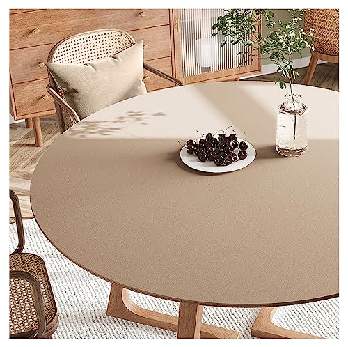 FANIVIN PU Tischdecke Tischmatte Tischfolie Schreibtisch Rund Haushalt Küche Bürobedarf Tischschutz Matte Einseitig Wasserdicht Multifunctional Aprikosenfarbe 100cm von FANIVIN