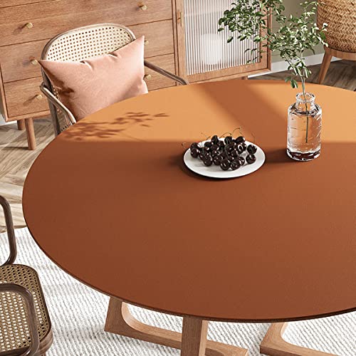 FANIVIN PU Tischdecke Tischmatte Tischfolie Schreibtisch Rund Haushalt Küche Bürobedarf Tischschutz Matte Einseitig Wasserdicht Multifunctional Braun 50cm von FANIVIN