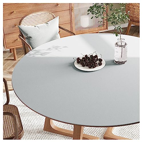 FANIVIN PU Tischdecke Tischmatte Tischfolie Schreibtisch Rund Haushalt Küche Bürobedarf Tischschutz Matte Einseitig Wasserdicht Multifunctional Grau 100cm von FANIVIN