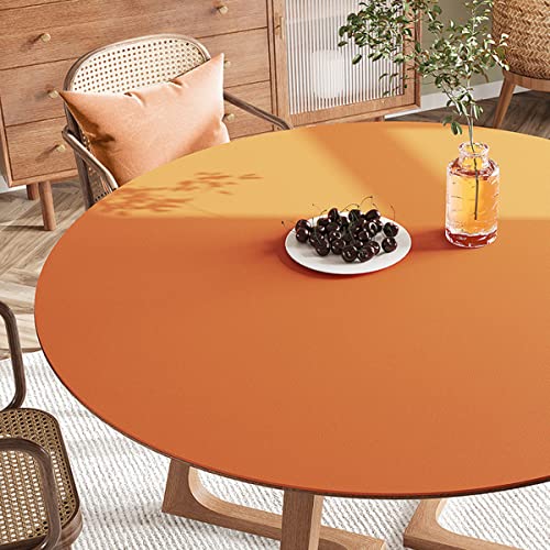 FANIVIN PU Tischdecke Tischmatte Tischfolie Schreibtisch Rund Haushalt Küche Bürobedarf Tischschutz Matte Einseitig Wasserdicht Multifunctional Orange 50cm von FANIVIN