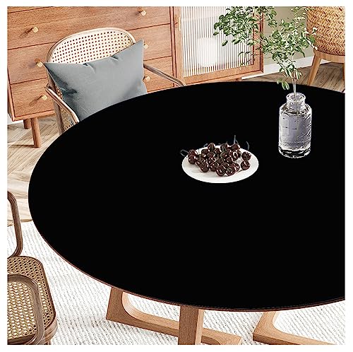 FANIVIN PU Tischdecke Tischmatte Tischfolie Schreibtisch Rund Haushalt Küche Bürobedarf Tischschutz Matte Einseitig Wasserdicht Multifunctional Schwarz 100cm von FANIVIN