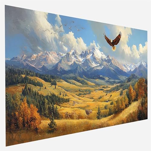 Adler Malen Nach Zahlen Erwachsene, Malen Nach Zahlen DIY Handgemalt Ölgemälde Kit für Anfänger und Erwachsene, Paint by Numbers Basteln mit Pinseln Home Wand Dekor, 100x200cm Landschaft U- 1- 8 von FANLIGZU