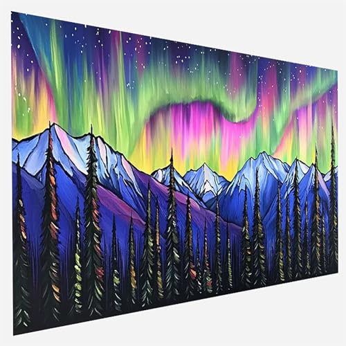 Aurora Malen Nach Zahlen Erwachsene, Malen Nach Zahlen DIY Handgemalt Ölgemälde Kit für Anfänger und Erwachsene, Paint by Numbers Basteln mit Pinseln Home Wand Dekor, Ohne Rahmen 50x100cm Berg H-6-3 von FANLIGZU