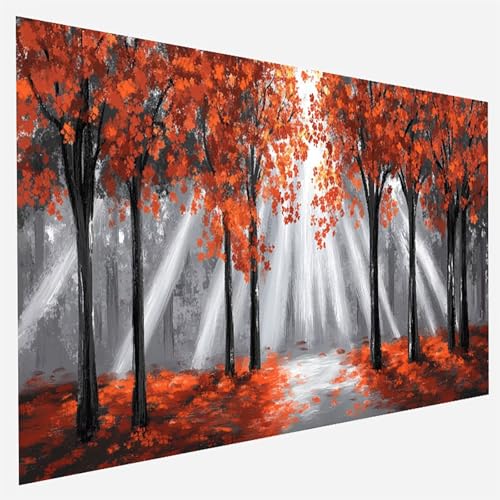 Baum Malen Nach Zahlen Erwachsene, Malen Nach Zahlen DIY Handgemalt Ölgemälde Kit für Anfänger und Erwachsene, Paint by Numbers Basteln mit Pinseln Home Wand Dekor, 100x200cm Landschaft 5- 0- F von FANLIGZU