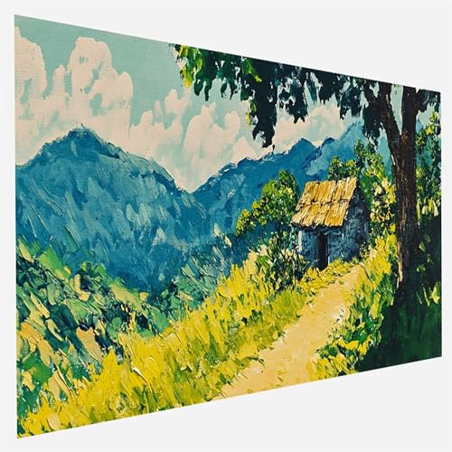 Baum Malen Nach Zahlen Erwachsene, Malen Nach Zahlen DIY Handgemalt Ölgemälde Kit für Anfänger und Erwachsene, Paint by Numbers Basteln mit Pinseln Home Wand Dekor, 50x100cm Landschaft L - 4 - Q von FANLIGZU