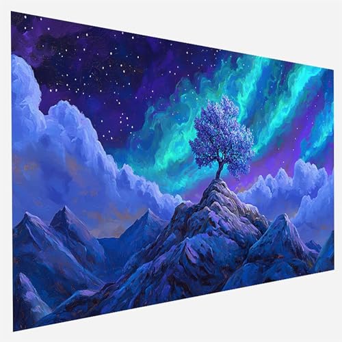 Baum Malen Nach Zahlen Erwachsene, Malen Nach Zahlen DIY Handgemalt Ölgemälde Kit für Anfänger und Erwachsene, Paint by Numbers Basteln mit Pinseln Home Wand Dekor, 50x100cm Sternenhimmel G-9-5 von FANLIGZU