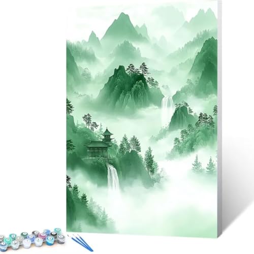 Berg Malen Nach Zahlen Erwachsene, Malen Nach Zahlen DIY Handgemalt Ölgemälde Kit für Anfänger und Erwachsene, Paint by Numbers Basteln mit Pinseln, Home Wand Dekor Geschenk 100x135cm Landschaft Y-g7 von FANLIGZU