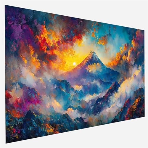 Berg Malen Nach Zahlen Erwachsene, Malen Nach Zahlen DIY Handgemalt Ölgemälde Kit für Anfänger und Erwachsene, Paint by Numbers Basteln mit Pinseln Home Wand Dekor, 50x100cm Landschaft 5 - C - W von FANLIGZU