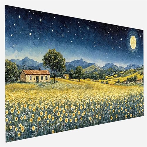 Blume Malen Nach Zahlen Erwachsene, Malen Nach Zahlen DIY Handgemalt Ölgemälde Kit für Anfänger und Erwachsene, Paint by Numbers Basteln mit Pinseln Home Wand Dekor, 100x200cm Sternenhimmel L-8-2 von FANLIGZU